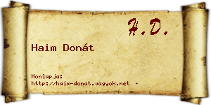 Haim Donát névjegykártya